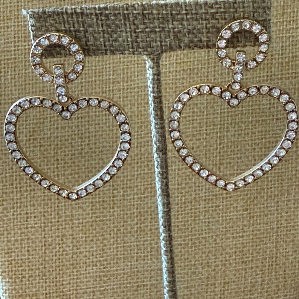 Park Lane Gold Heart Outline Crystal Drop Earrings